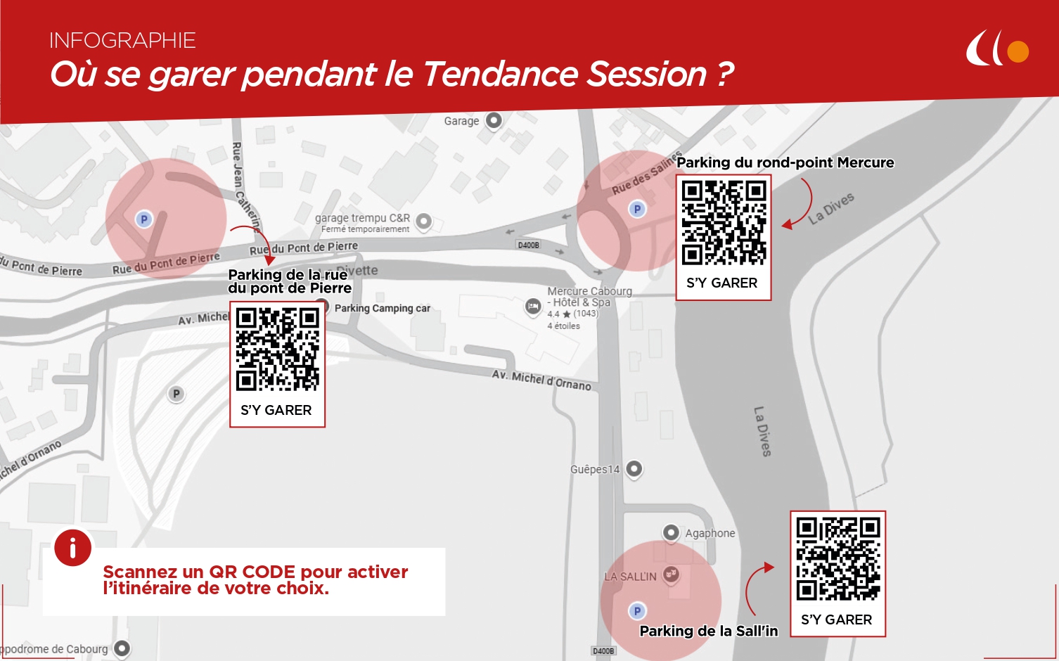 Trois parkings sont disponibles pour vous stationner avant d'assister au Tendance Session, mercredi 6 novembre à la Sall'in de Cabourg.