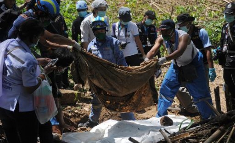 PADANG BESAR (Thaïlande) (AFP). Thaïlande: 26 corps exhumés d'une fosse commune de clandestins