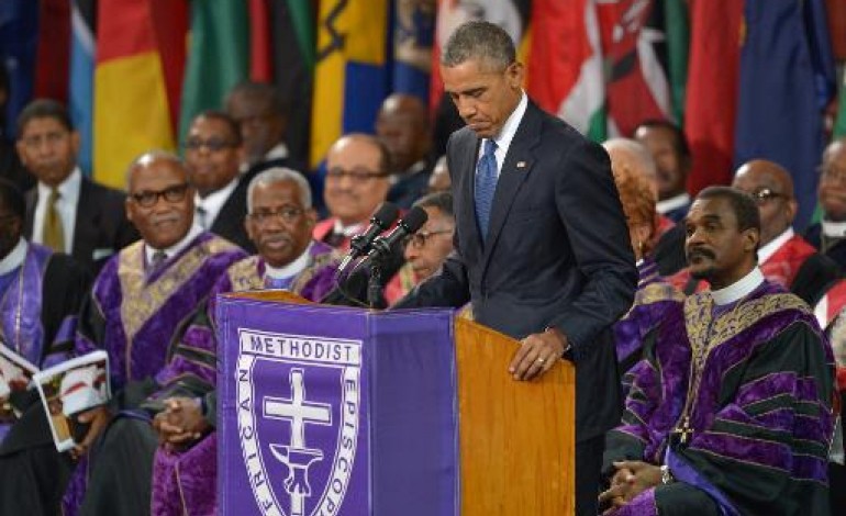 Charleston (Etats-Unis) (AFP). Tuerie de Charleston: Obama rend un vibrant hommage au pasteur noir