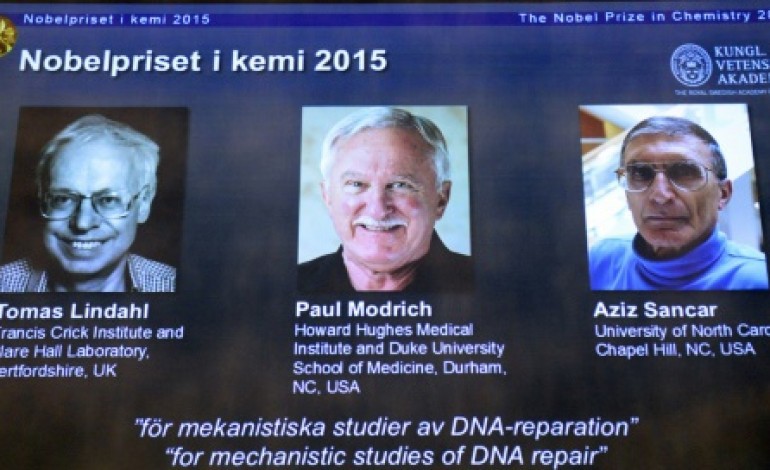 Stockholm (AFP). Le Nobel de chimie à Tomas Lindahl, Paul Modrich et Aziz Sancar pour des travaux sur l'ADN