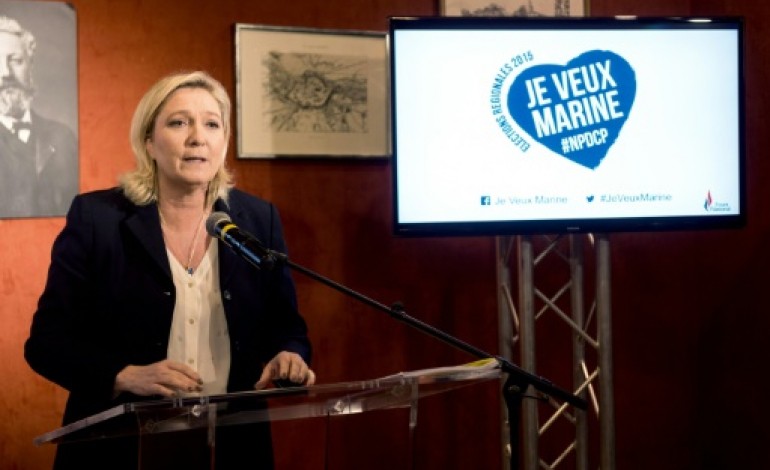 Lille (AFP). Régionales, Nord: Marine Le Pen en tête au 1er tour, égalité au 2e en cas de duel avec Bertrand