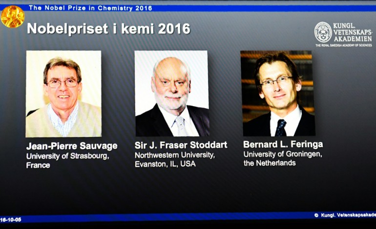 Stockholm (AFP). Le prix Nobel de chimie à Jean-Pierre Sauvage, J. Fraser Stoddart et Bernard L. Feringa
