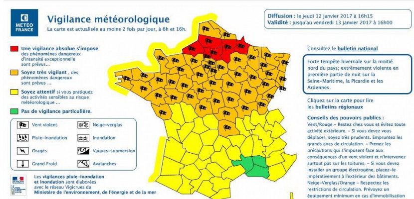 Rouen. Vigilance rouge pour le risque de vent violent et de neige sur la Seine-Maritime