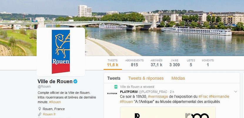 Rouen. Sur Twitter, Rouen est dans le Top 10 des villes les plus suivies