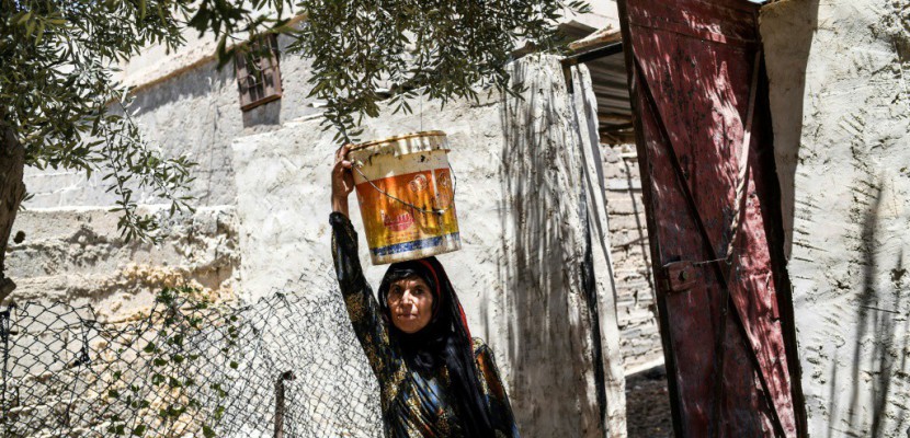 Près de Raqa en guerre, une Syrienne revient arroser sa vigne