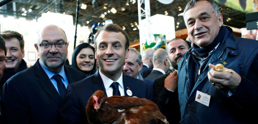 Au salon de l'agriculture à Paris, Macron adopte une poule