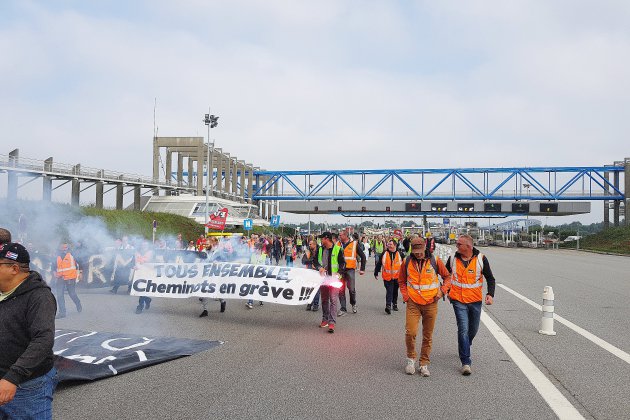 Le-Havre. Pont de Normandie : mobilisation des cheminots pendant 2h30