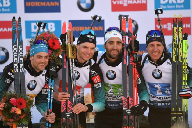 Biathlon: la France sacrée en relais masculin, 1er titre depuis 2001