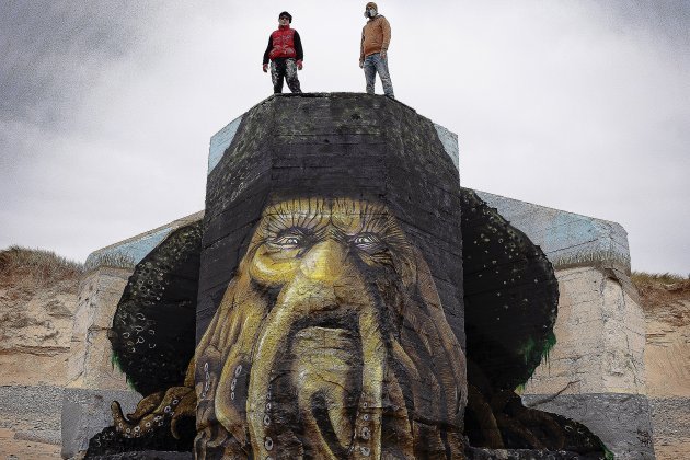 Cotentin. Davy Jones peint par BABY.K et Blesea sur un blockhaus