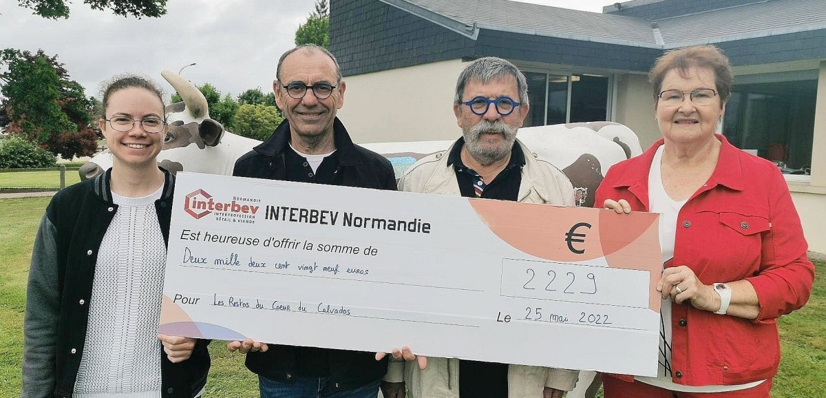 Calvados. Interbev Normandie remet plus de 2 200 euros aux Restos du Cœur