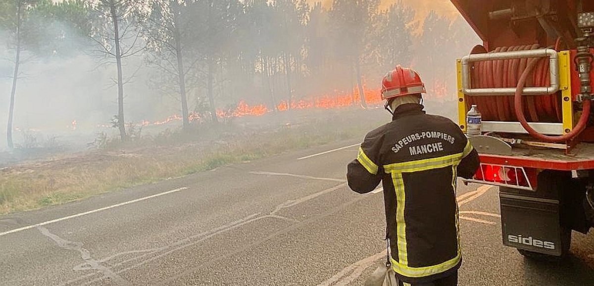 [Photos]. Les renforts de pompiers de la Manche engagés au feu dès leur arrivée