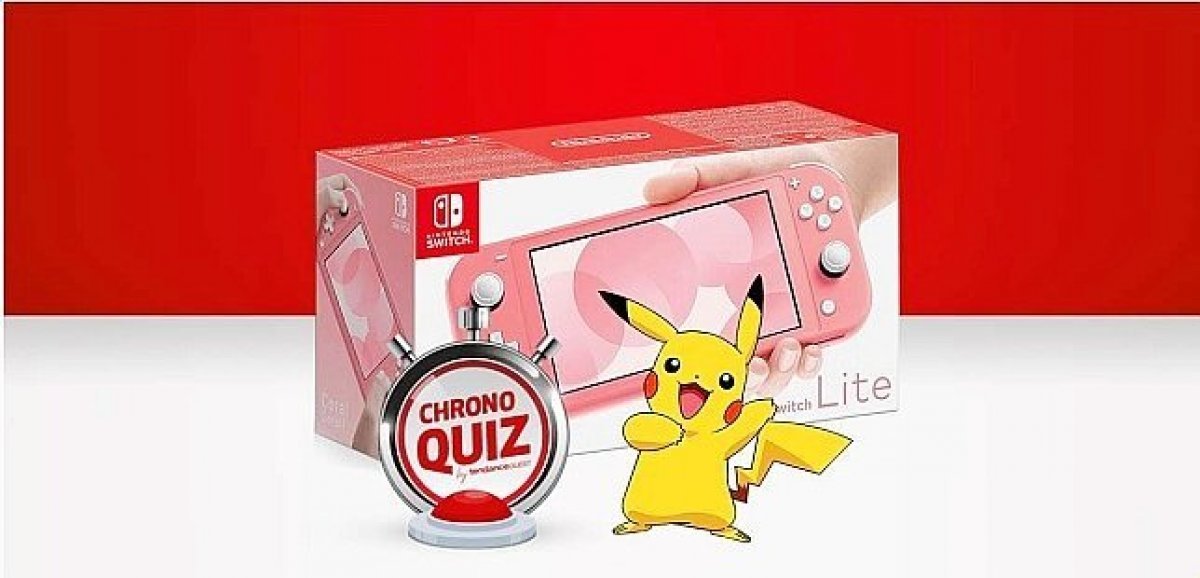 Cadeaux. Jouez au Chrono Quiz pour gagner une Nintendo Switch Lite et deux jeux Pokémon !