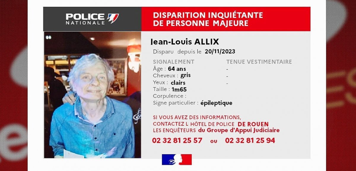 Rouen. Un homme de 64 ans disparu, la police lance un appel à témoins