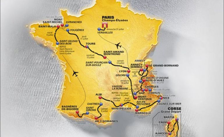 L'ensemble du parcours du Tour de France 2013
