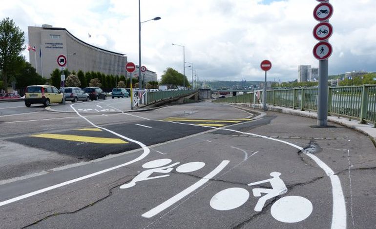 Rouen : nouvelle piste cyclable sur les quais hauts rive gauche