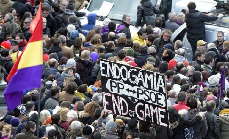 Madrid (AFP). Madrid: Podemos, allié de Syriza, rassemble au moins 100.000 personnes