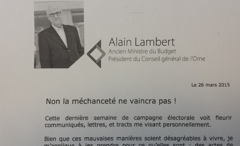 Tract sur le canton de Damigny : la réaction d'Alain Lambert