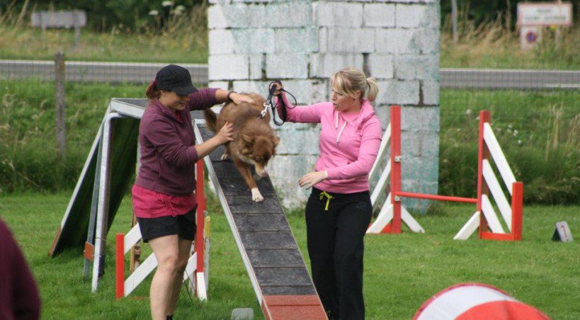 Elodie Beaucher (à droite) emmène sa chienne Nala régulièrement à l'agility.