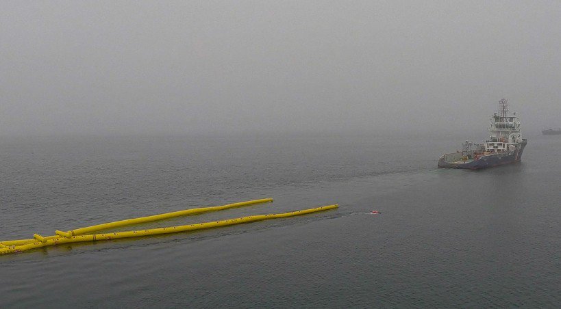 C'est dans le brouillard qu'a débuté, mardi 10 mai, l'exercice  POLMAR-ANED 2016, organisé par la préfecture maritime de la Manche et de la mer du Nord. - PreMar Manche / Marine nationale
