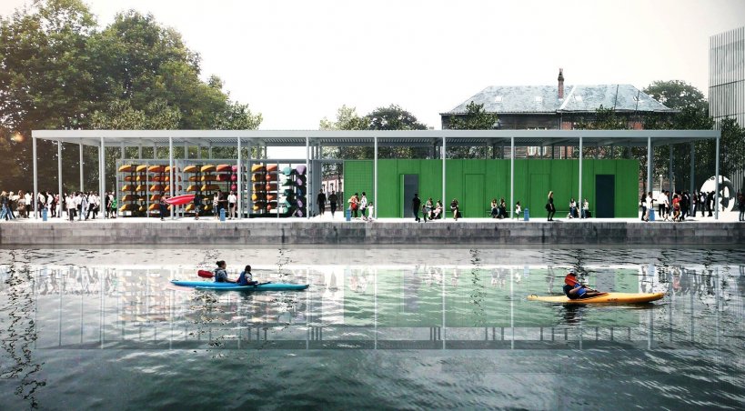 A quelques pas de la future bibliothèque, la nouvelle base de canoë-kayak, après reconstruction. - Ville de Caen