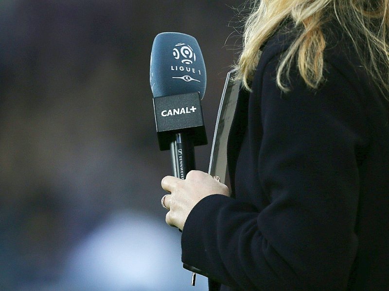 Une journaliste de Canal plus avant le match Caen-Paris Saint-Germain, le 19 décembre 2015 au stade Michel-d'Ornano - CHARLY TRIBALLEAU [AFP/Archives]
