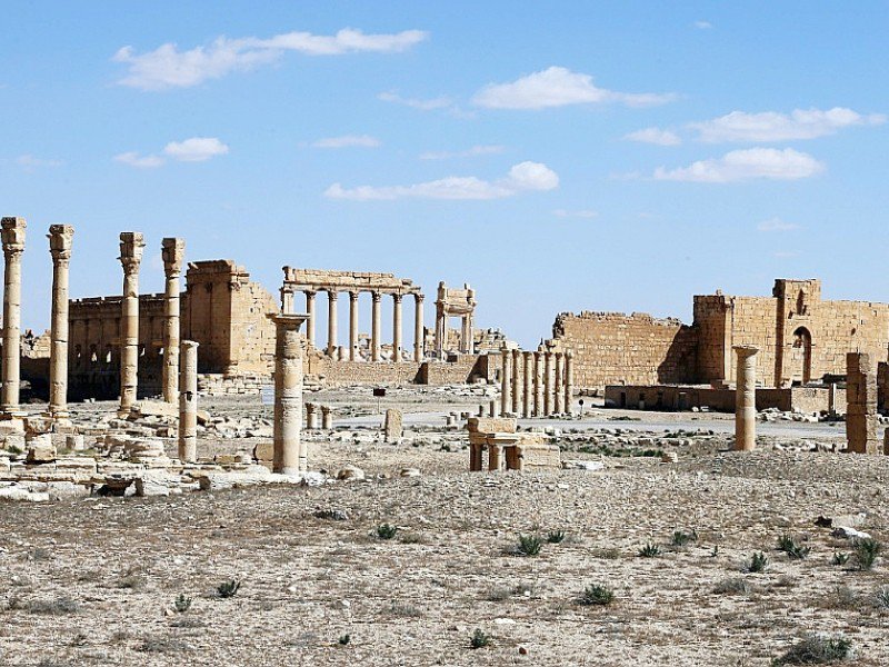 Le site antique de Palmyre, où le Temple de Bel a été partiellement détruit par les jihadistes du groupe EI, photographié le 31 mars 2016 - JOSEPH EID [AFP]