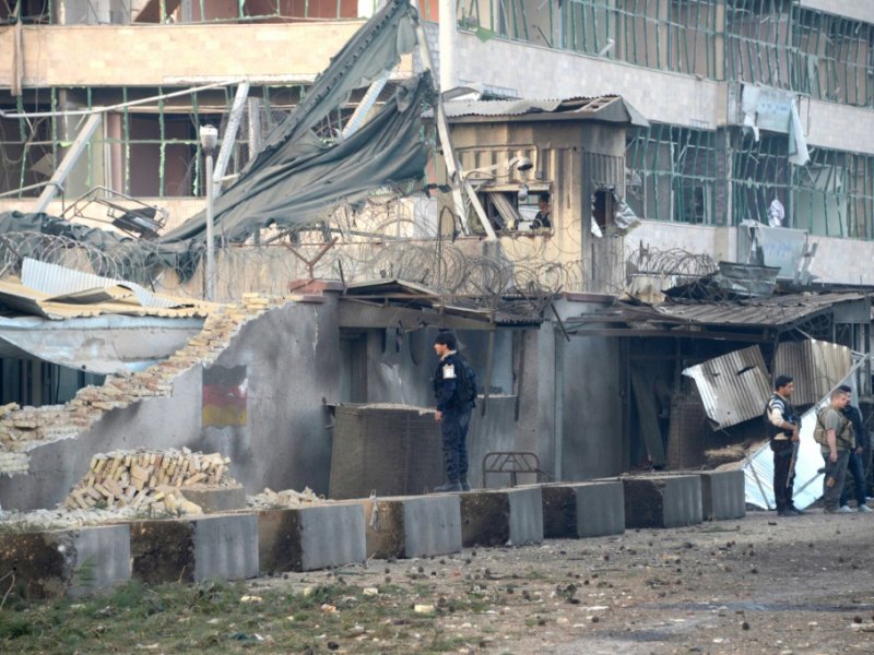 Les dégâts au consulat allemand de Mazar-i-sharif après l'attentat revendiqué par les talibans, le 11 novembre 2016 - FARSHAD USYAN [AFP]