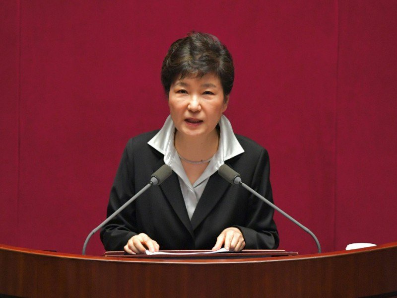 La présidente sud-coréenne Park Geun-Hye à l'Assemblée natioanle, à Séoul, le 24 octobre 2016 - JUNG YEON-JE [AFP/Archives]