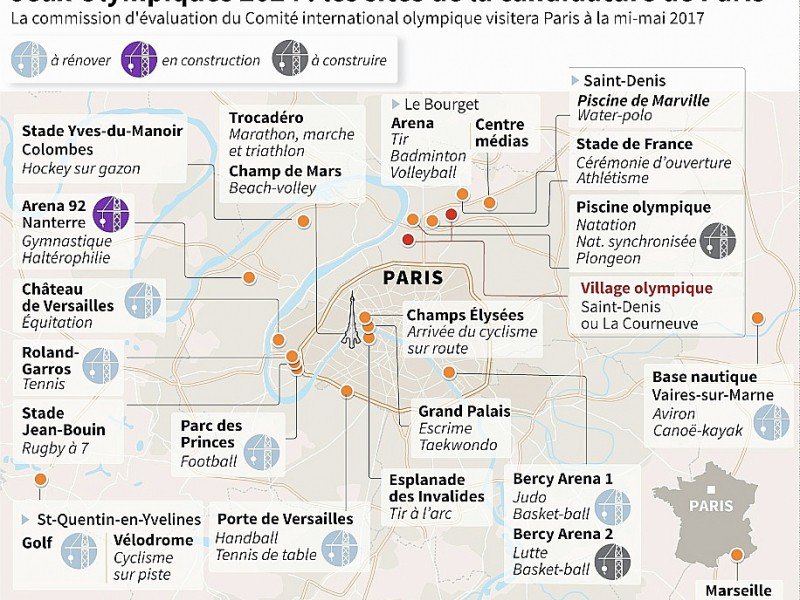 Jeux Olympiques 2024 : les sites de la candidature de Paris - JM.Cornu/V.Lefai/S.Ramis [AFP/Archives]