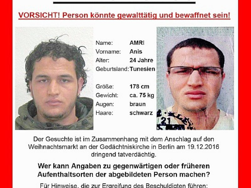 Le mandat d'arrêt diffusé par la police fédérale allemande, le 21 décembre 2016. - Handout [BKA/AFP]