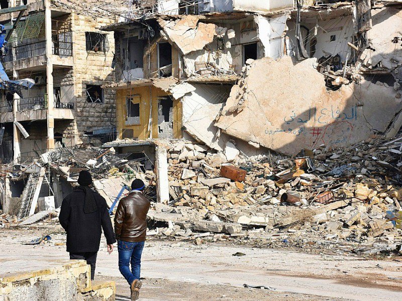 Dégâts dans le district Zebdiye d'Alep, repris aux rebelles par les forces progouvernementales syriennes, le 23 décembre 2016 - George OURFALIAN [AFP]