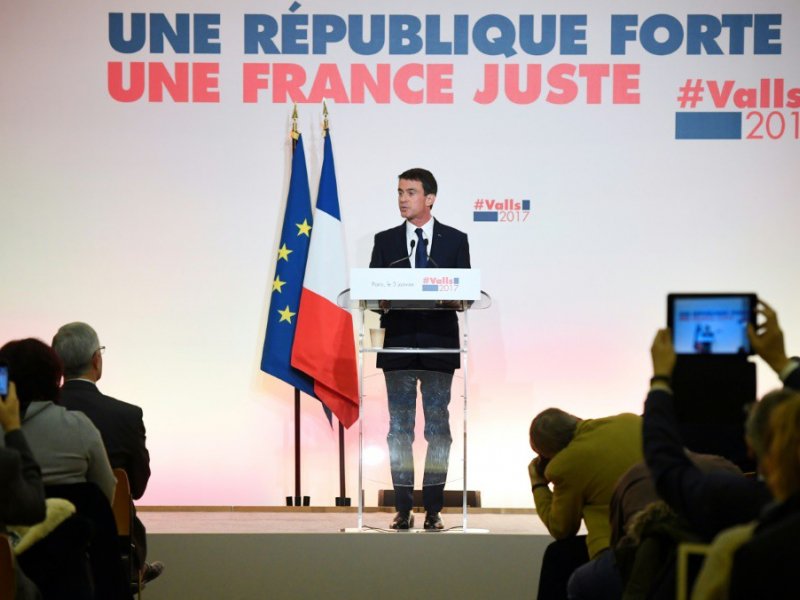 Manuel Valls lors de la présentation de son "projet" présidentiel le 3 janvier 2017 à la maison de la Chimie à Paris - ALAIN JOCARD [AFP]