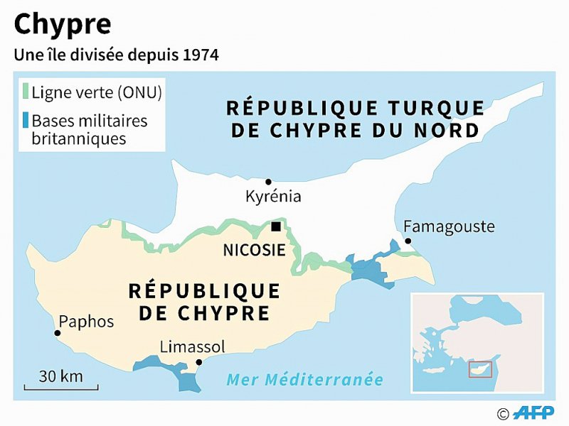 Chypre, une île divisée depuis 1974 - Paz PIZARRO, Aude GENET [AFP/Archives]