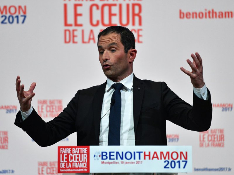 Benoît Hamon, candidat à la primaire du PS pour la présidentielle, le 10 janvier 2017 à Montpellier - PASCAL GUYOT [AFP]