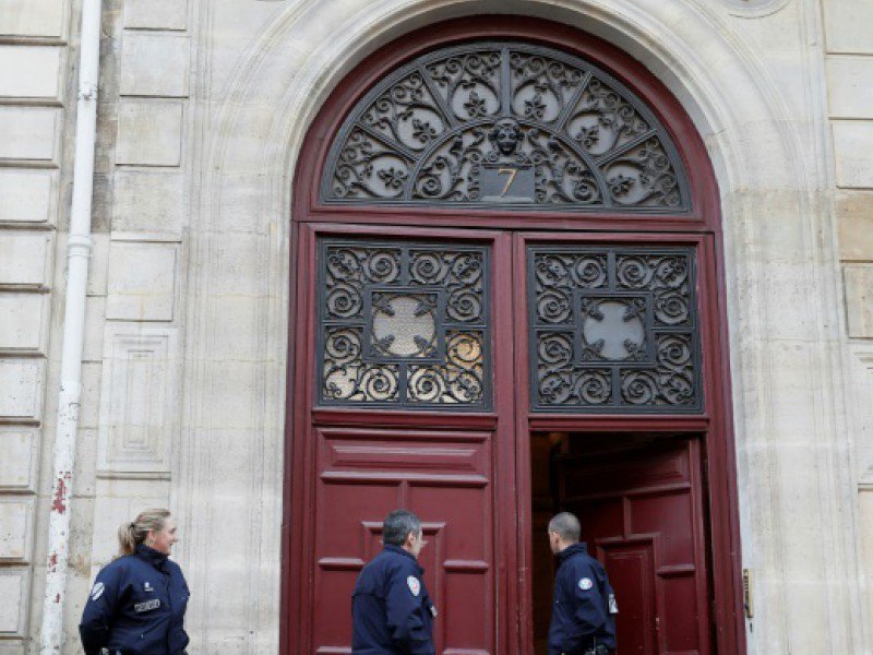 L'entrée de la résidence hôtelière de la Rue Tronchet à Paris dans laquelle la star américaine a a été détroussée, le 3 octobre 2017 - Thomas SAMSON [AFP/Archives]