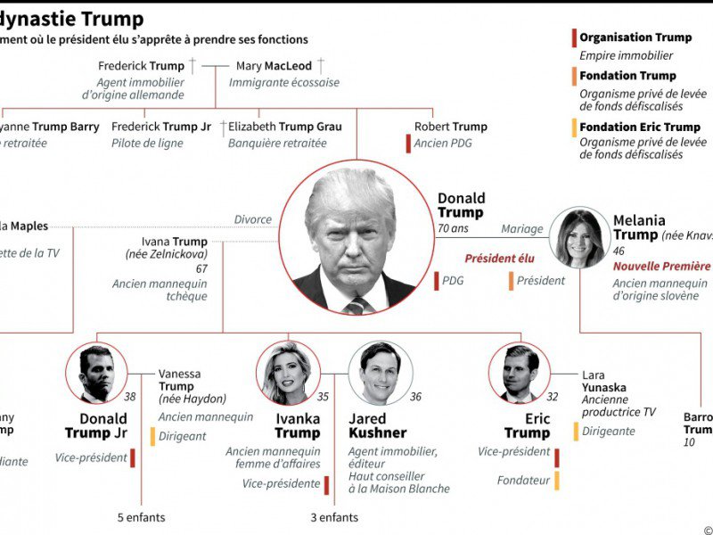 Arbre généalogique de la dynastie Trump avec fonctions politiques et dans les affaires - AFP [AFP]
