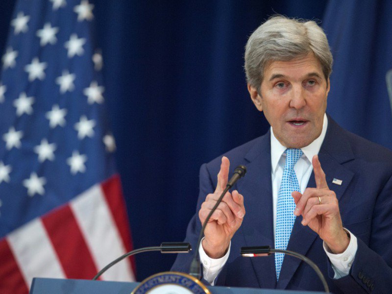Le secrétaire d'État américain John Kerry à Washington DC le 28 décembre 2016, lors de son exposé défendant la solution à deux États pour la paix entre Israéliens et Palestiniens. - PAUL J. RICHARDS [AFP/Archives]
