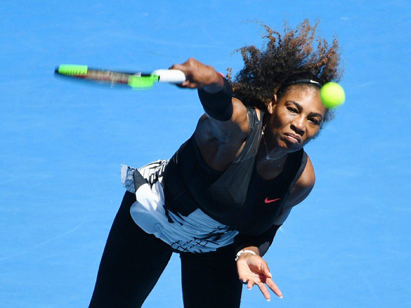 L'Américaine Serena Williams lors du match contre sa compatriote Nicole Gibbs, le 21 janvier 2017 à Melbourne, au 3e tour de l'Open d'Australie - SAEED KHAN [AFP]
