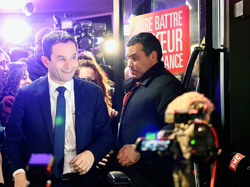 Benoît Hamon au soir du premier tour de la primaire PS le 22 janvier 2017 à Paris - bertrand GUAY [AFP]