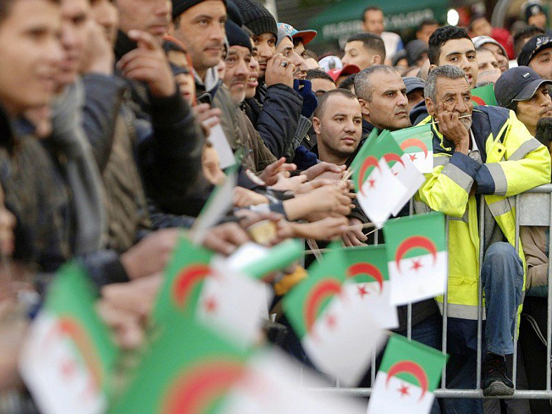 Des supporters algériens regardent le match de la CAN face à la Tunisie, le 17 janvier 2017 à Algers - STRINGER [AFP]