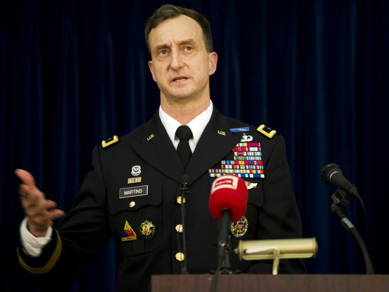 Le général Mark Martins, procureur principal dans le procès des cinq accusés du 11-Septembre, le 18 janvier 2012 à la base militaire de Guantanamo - JIM WATSON [AFP/Archives]