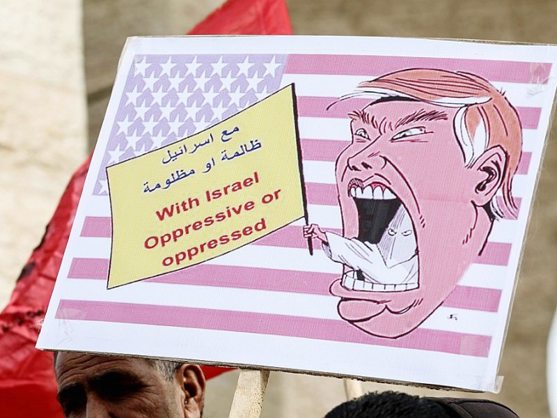 Manifestation de Palestiniens contre Donald Trump le 24 janvier 2017 à Rafah dans la bande de Gaza - SAID KHATIB [AFP]