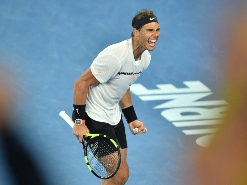 L'Espagnol Rafael Nadal face au Bulgare Grigor Dimitrov en demi-finales de l'Open d'Australie, le 27 janvier 2017 - PETER PARKS [AFP/Archives]