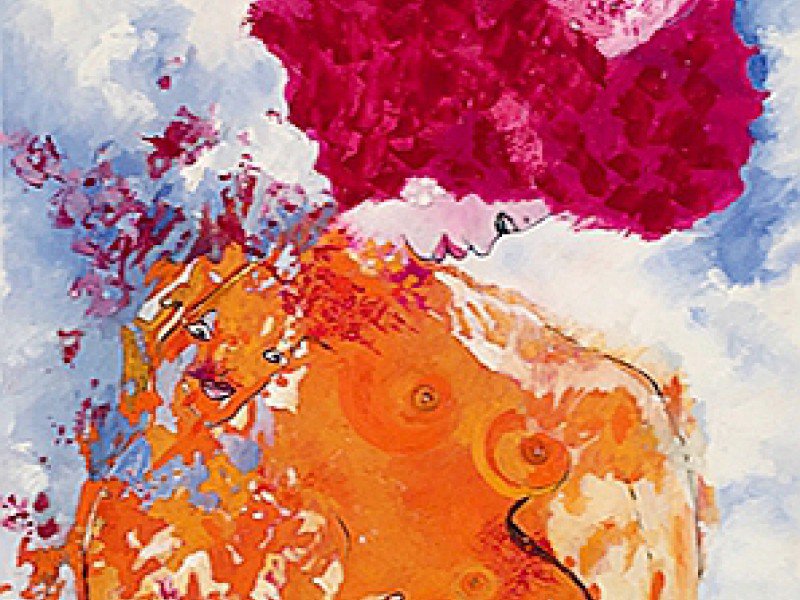 L'univers d'Arnaud mêle créations oniriques et fantasmées. Ici, la "Femme-poisson", 2011, huile sur toile, 87 x 59 cm. - Avec l'aimable autorisation de H. Gallery