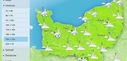Les prévisions sur la Normandie pour vendredi 10 février 2017. - Meteo France
