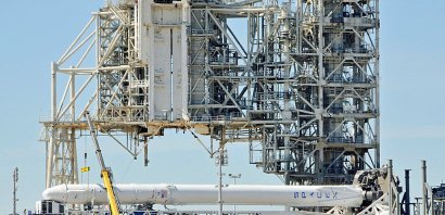 Préparatifs pour le lancement de la fusée Falcon 9 de SpaceX vers la Station Spatiale Internationale, le 17 février 2017 au Centre Spatial Kennedy, en Floride - BRUCE WEAVER [AFP]