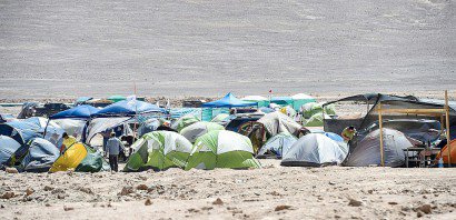 Le campement des mineurs en grève d'Escondida à Antofagasta, le 16 février 2017 au Chili - Martin BERNETTI [AFP]