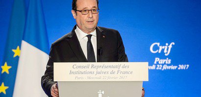 François Hollande lors du dîner du Crif le 22 février 2017 à Paris - Christophe Petit Tesson [POOL/AFP]