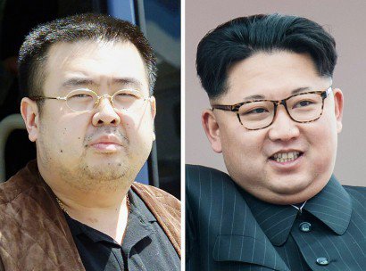 Montage de portraits d'archives de Kim Jong-Nam le 4 mai 2001, et de Kim Jong-Un le 10 mai 2016 - Toshifumi KITAMURA, Ed JONES [AFP/Archives]