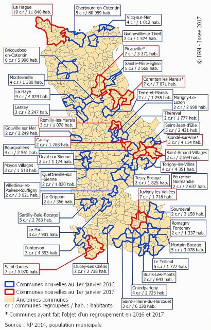 Les communes nouvelles de la Manche. - Insee